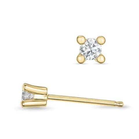2 x 0,08 ct kampanje - diamant solitaireørepynt i 14 karat gull med diamant
