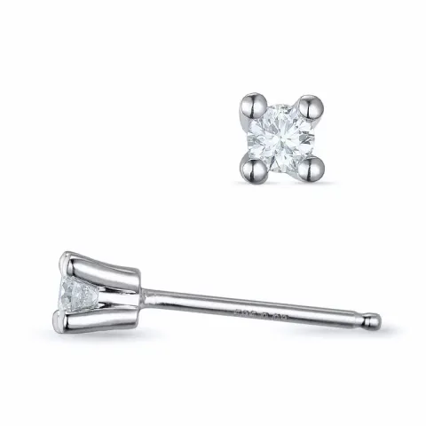 2 x 0,08 ct kampanje - diamant solitaireørepynt i 14 karat hvitt gull med diamant