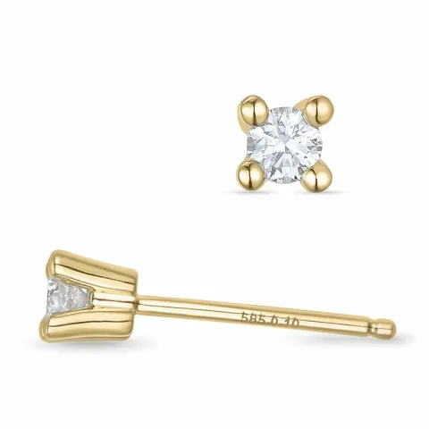2 x 0,10 ct kampanje - diamant solitaireørepynt i 14 karat gull med diamant