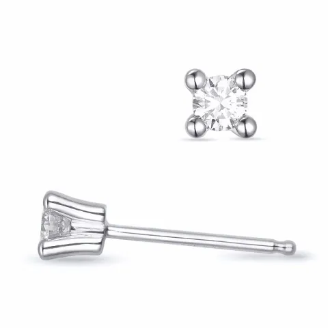 2 x 0,10 ct kampanje - diamant solitaireørepynt i 14 karat hvitt gull med diamant