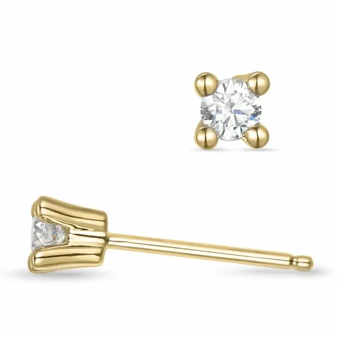 2 x 0,11 ct kampanje - diamant solitaireørepynt i 14 karat gull med diamant