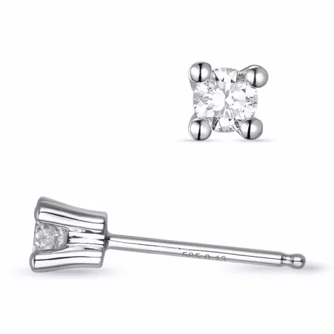 2 x 0,13 ct kampanje - diamant solitaireørepynt i 14 karat hvitt gull med diamant