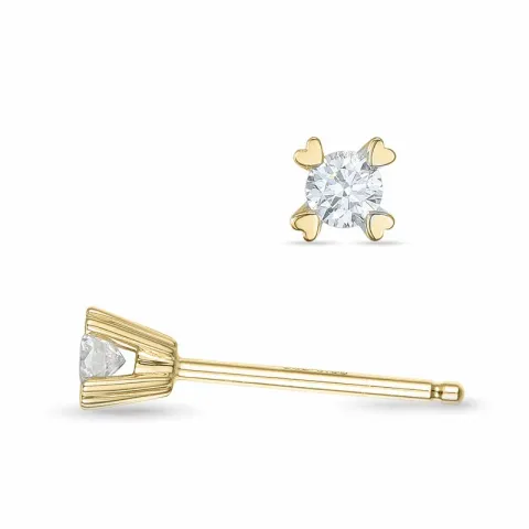 2 x 0,08 ct kampanje - diamant solitaireørepynt i 14 karat gull med diamant