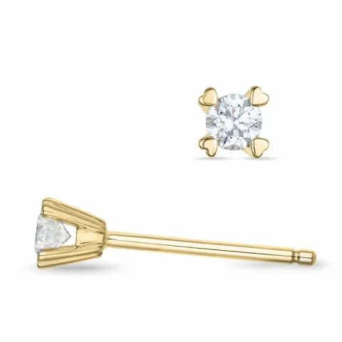 2 x 0,09 ct kampanje - diamant solitaireørepynt i 14 karat gull med diamant