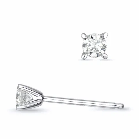 2 x 0,11 ct kampanje - briljant solitaireørepynt i 14 karat hvitt gull med diamant