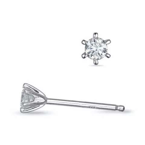 2 x 0,09 ct kampanje - diamant solitaireørepynt i 14 karat hvitt gull med diamant