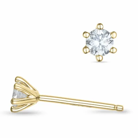 2 x 0,13 ct kampanje - diamant solitaireørepynt i 14 karat gull med diamant