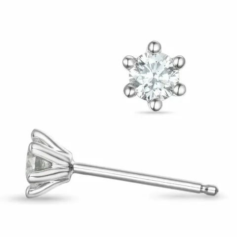 kampanje - 2 x 0,20 ct diamant solitaireørepynt i 14 karat hvitt gull med diamant 