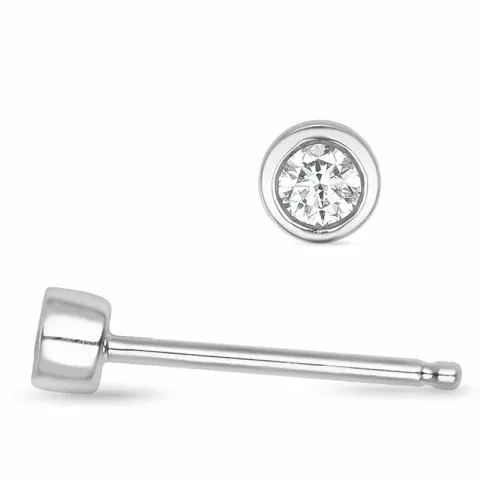 2 x 0,04 ct solitaireørepynt i 14 karat hvitt gull med diamant