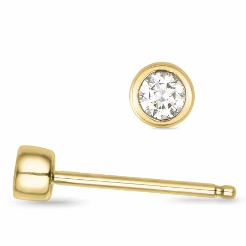2 x 0,05 ct solitaireørepynt i 14 karat gull med diamant