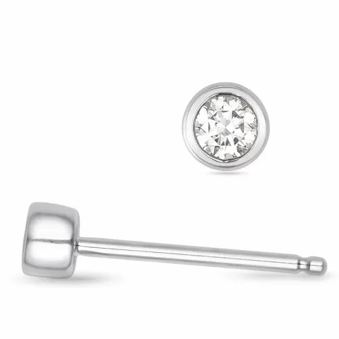 2 x 0,05 ct solitaireørepynt i 14 karat hvitt gull med diamant
