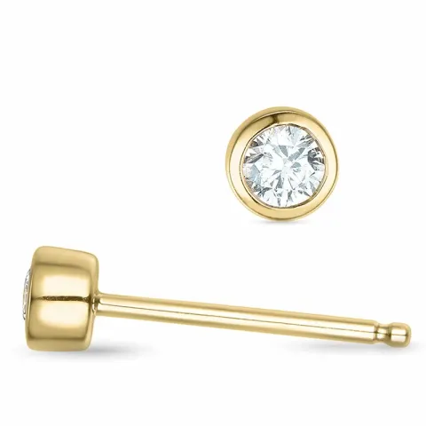 2 x 0,06 ct solitaireørepynt i 14 karat gull med diamant