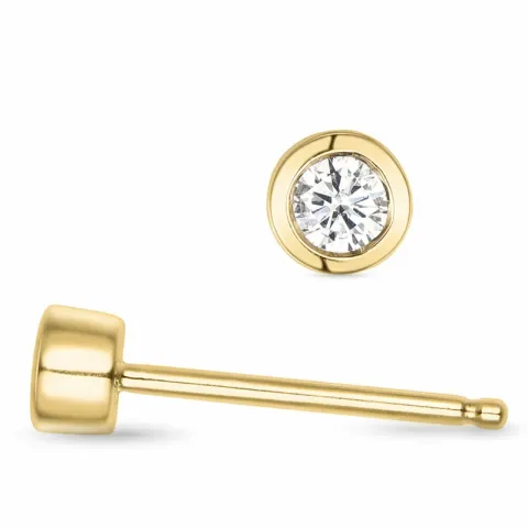 2 x 0,07 ct solitaireørepynt i 14 karat gull med diamant