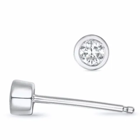 2 x 0,08 ct solitaireørepynt i 14 karat hvitt gull med diamant