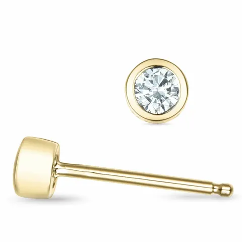 2 x 0,09 ct solitaireørepynt i 14 karat gull med diamant
