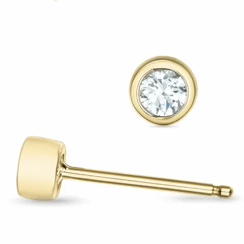 2 x 0,10 ct solitaireørepynt i 14 karat gull med diamant