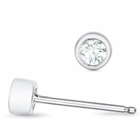 2 x 0,10 ct solitaireørepynt i 14 karat hvitt gull med diamant