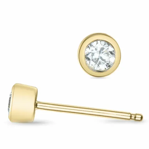2 x 0,11 ct solitaireørepynt i 14 karat gull med diamant