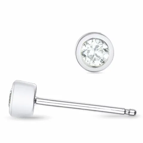 2 x 0,11 ct solitaireørepynt i 14 karat hvitt gull med diamant