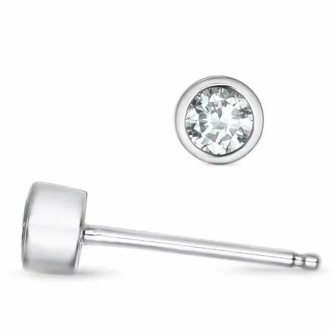 2 x 0,12 ct solitaireørepynt i 14 karat hvitt gull med diamant