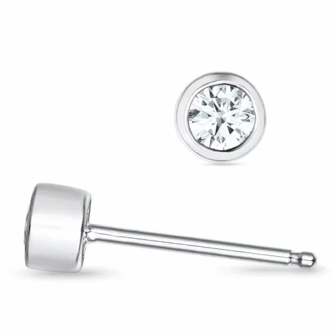 2 x 0,13 ct solitaireørepynt i 14 karat hvitt gull med diamant