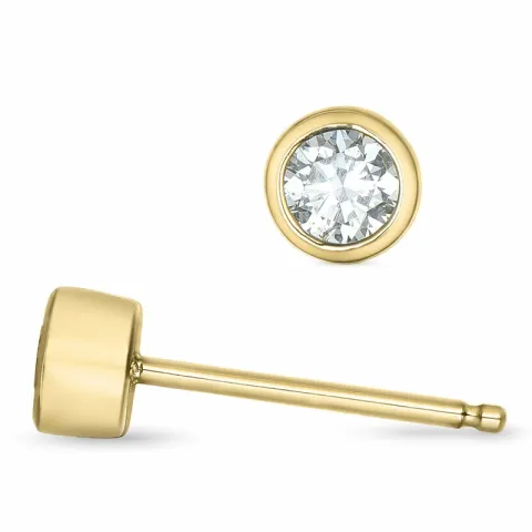 2 x 0,14 ct solitaireørepynt i 14 karat gull med diamant