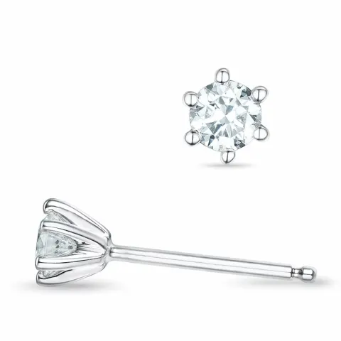 2 x 0,16 ct kampanje - diamant solitaireørepynt i 14 karat hvitt gull med diamant 