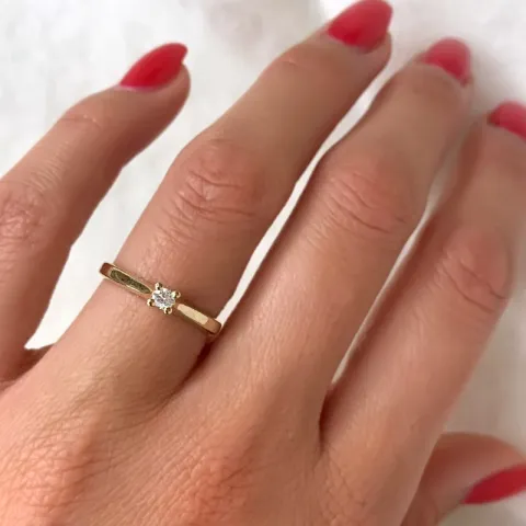 kampanje - diamant solitairering i 14 karat gull 0,08 ct