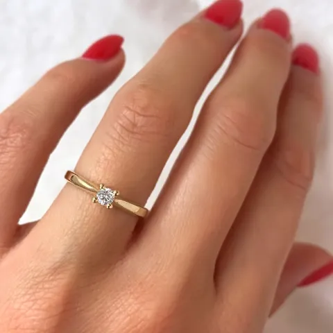 kampanje - diamant solitairering i 14 karat gull 0,14 ct