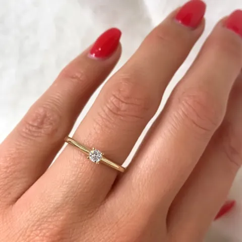 kampanje - diamant solitairering i 14 karat gull 0,14 ct