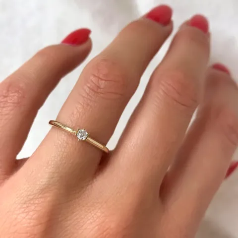 kampanje - diamant solitairering i 14 karat gull 0,08 ct