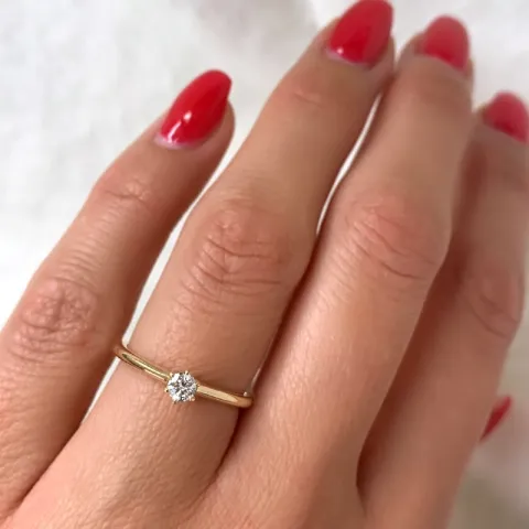 kampanje - diamant solitairering i 14 karat gull 0,14 ct