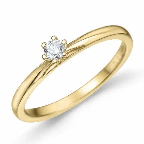 kampanje - diamant solitairering i 14 karat gull 0,12 ct