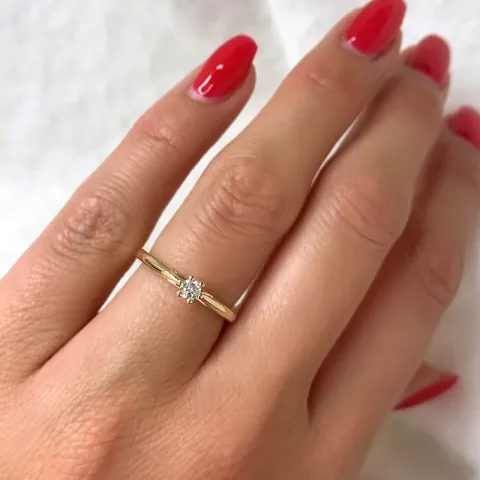 kampanje - diamant solitairering i 14 karat gull 0,12 ct