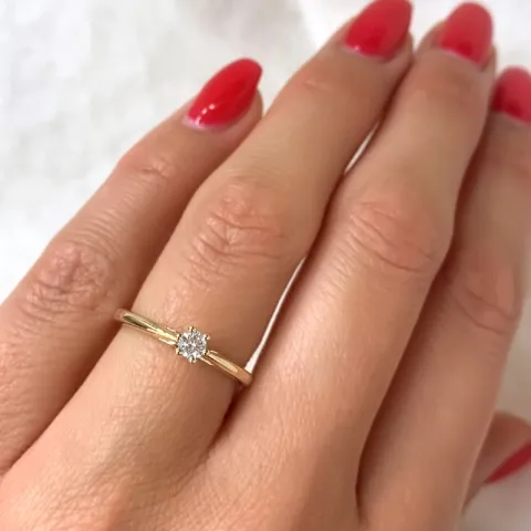 kampanje - diamant solitairering i 14 karat gull 0,14 ct