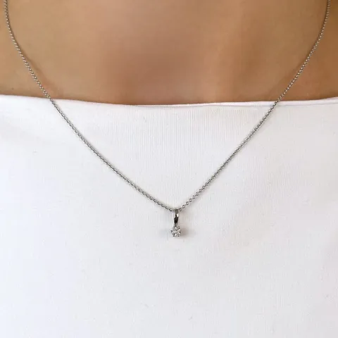 kampanje - diamant anheng i 14 karat hvitt gull 0,10 ct