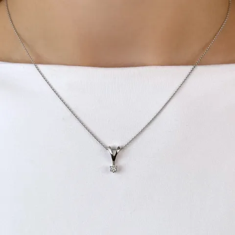kampanje - diamant anheng i 14 karat hvitt gull 0,10 ct