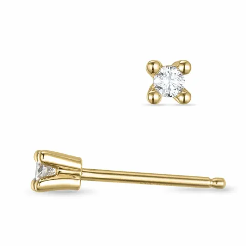 2 x 0,04 ct kampanje - diamant solitaireørepynt i 14 karat gull med diamant