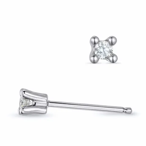 2 x 0,05 ct kampanje - diamant solitaireørepynt i 14 karat hvitt gull med diamant