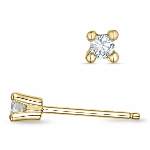 2 x 0,06 ct kampanje - diamant solitaireørepynt i 14 karat gull med diamant