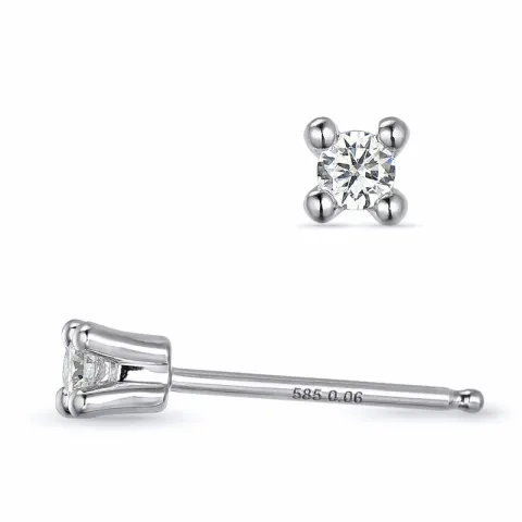 2 x 0,06 ct kampanje - briljant solitaireørepynt i 14 karat hvitt gull med diamant