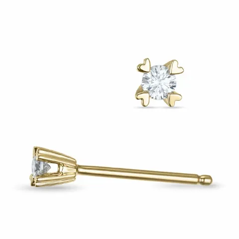 2 x 0,04 ct kampanje - diamant solitaireørepynt i 14 karat gull med diamant