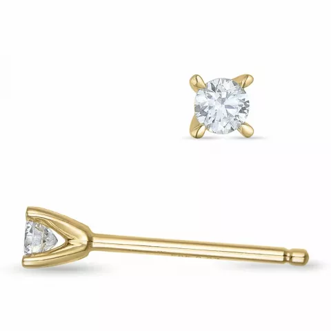 2 x 0,07 ct kampanje - diamant solitaireørepynt i 14 karat gull med diamant 