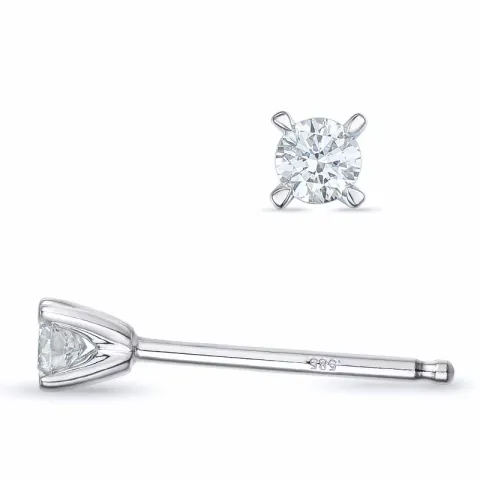 2 x 0,07 ct kampanje - diamant solitaireørepynt i 14 karat hvitt gull med diamant