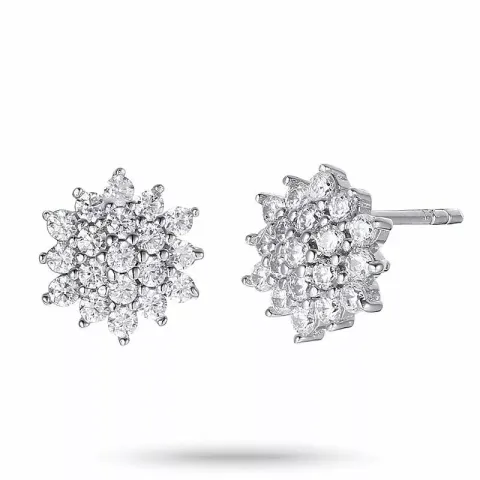 blomst zirkon ørestikker i sølv