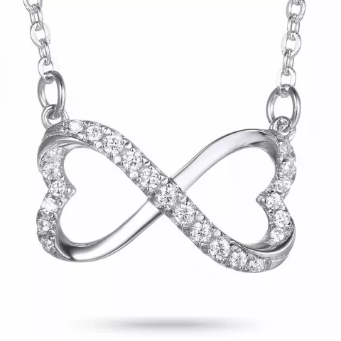 Infinity hjerte zirkon anheng med halskjede i sølv