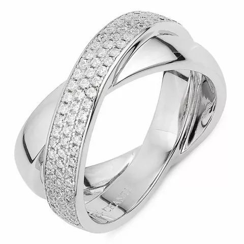 Elegant abstrakt hvit zirkon ring i sølv