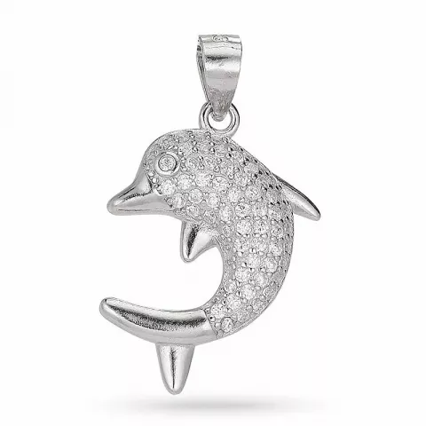 Kolleksjonsprøve delfin zirkon anheng i sølv