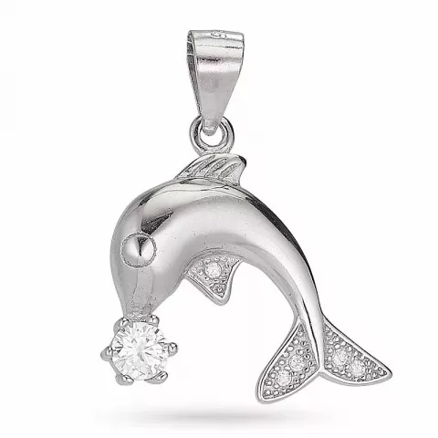 Kolleksjonsprøve delfin zirkon anheng i sølv