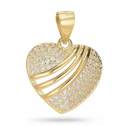 Kolleksjonsprøve hjerte zirkon anheng i forgylt sølv